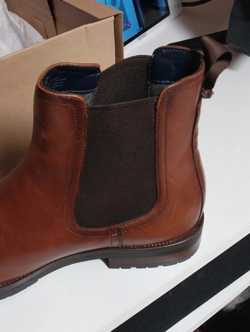 Men's Brown Leather Steven Madden Boot - Classic Slip-On Dress Boot